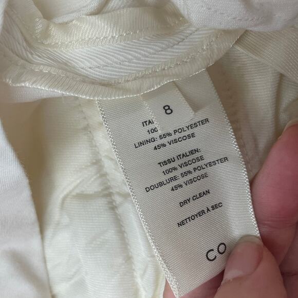 Co Pants Womens 8 White Draped Pocket Trousers High Rise Pleated - Picture 7 of 13